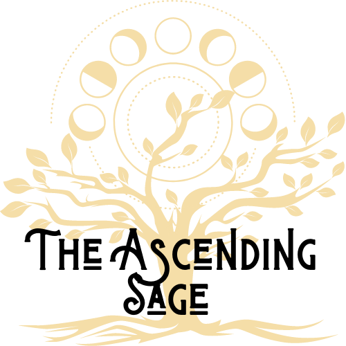Tree with branches and leaves, moon phases in a circle above, and letters on trunk, black background.