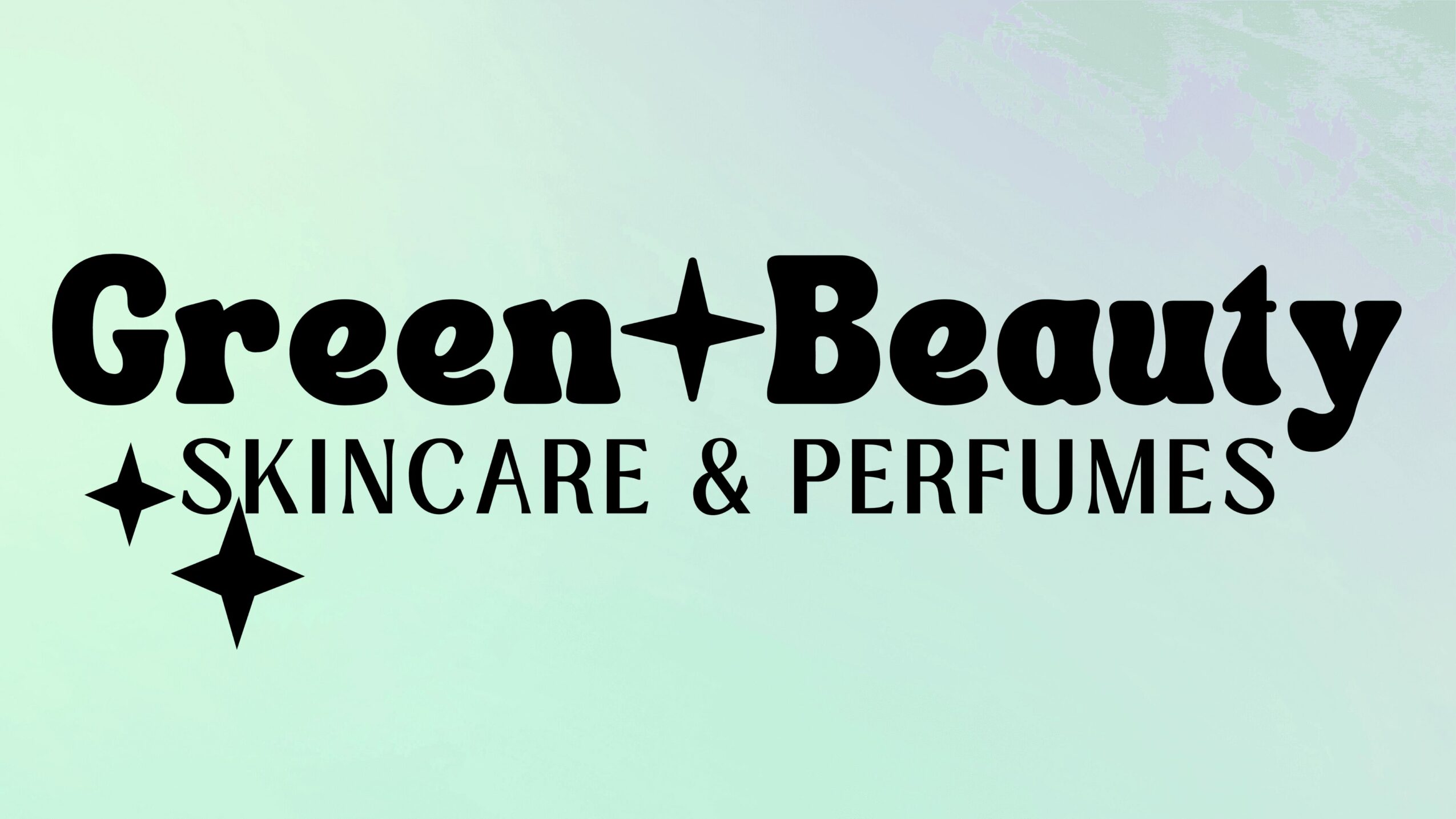 Text logo reading 'Green Beauty SKINCARE & PERFUMES' with star symbols on a gradient background.