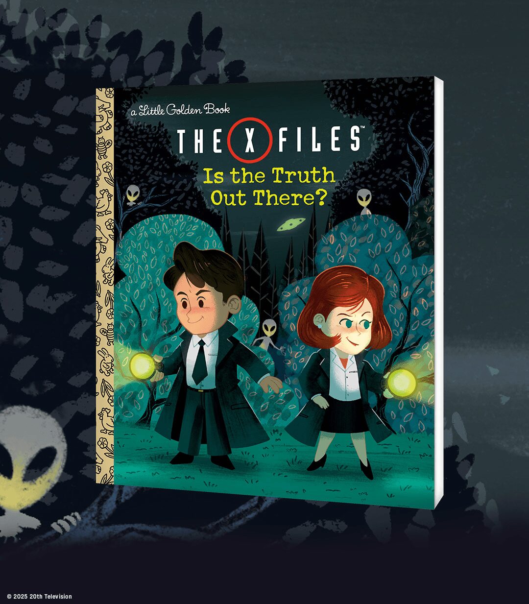 Book cover titled 'The X Files: Is the Truth Out There?' features a boy and girl holding hands in a dark, spooky forest with glowing orbs.