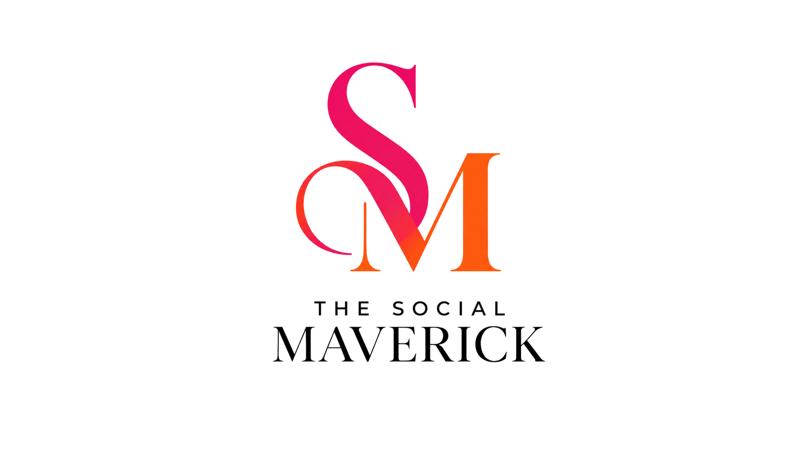 Logo with pink and orange stylized letters S and M, and text 'The Social Maverick' below.