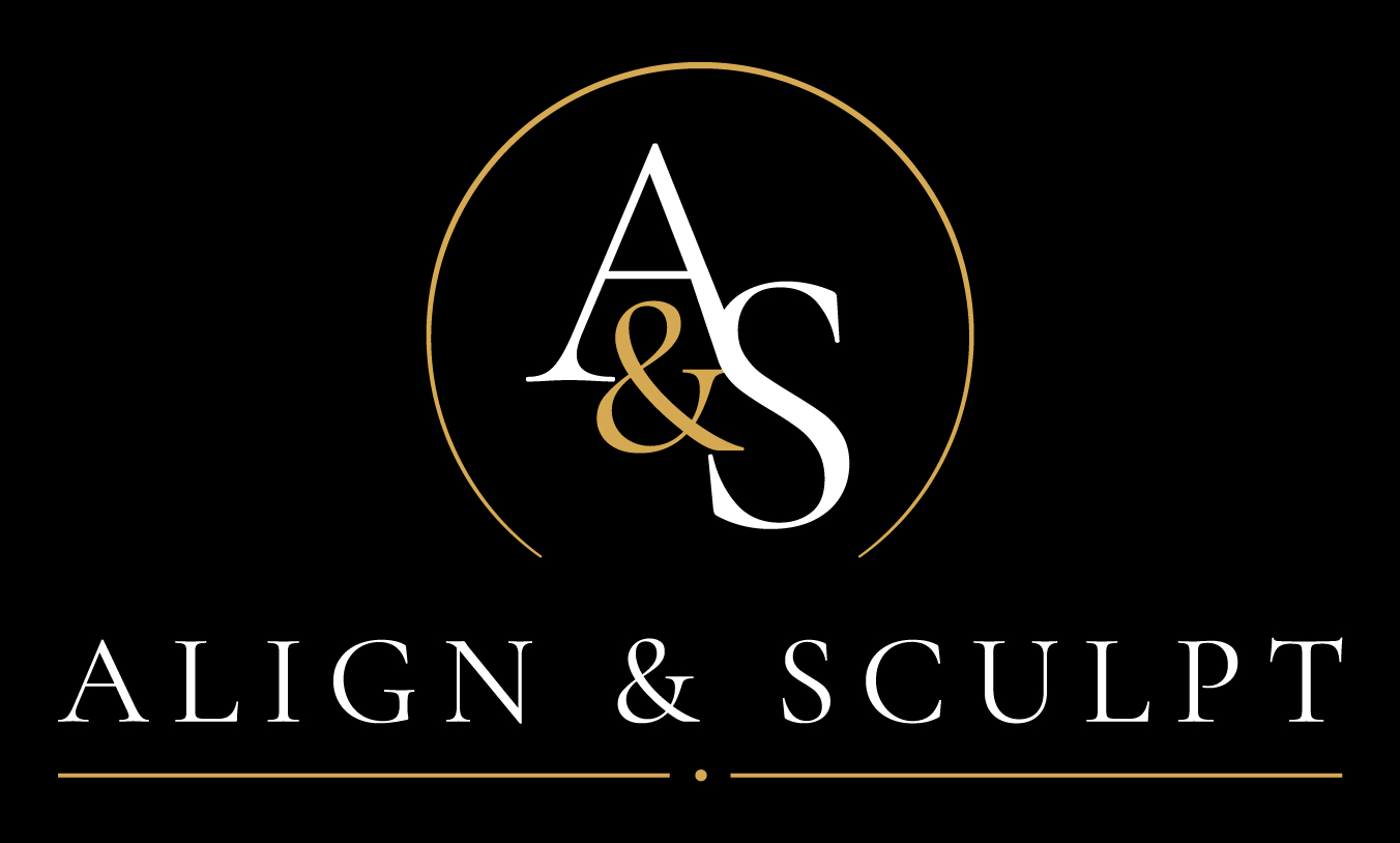 Logo with initials A and S inside a circle, with text 'ALIGN & SCULPT' below, on a black background.